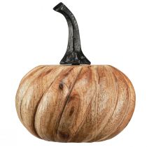 Artikel Holz Kürbis Natur Schwarz mit Stil aus Metall - Herbstliche Deko Ø12cm H13cm