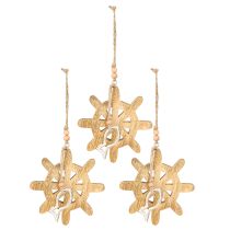 Artikel Holz Steuerrad Deko Metallfisch Anhänger maritim, 3er-Set