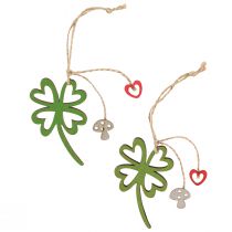 Artikel Bunte Holzanhänger Kleeblatt Silvester 5x0,5x8cm - Glücksbringer 12er Set