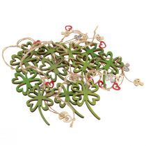 Artikel Bunte Holzanhänger Kleeblatt Silvester 5x0,5x8cm - Glücksbringer 12er Set