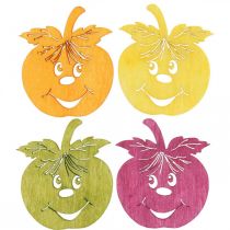 Artikel Streudeko Lachender Apfel, Herbst, Tischdeko, Holzapfel Orange, Gelb, Grün, Pink H3,5cm B4cm 72 St