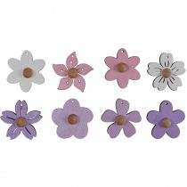 Artikel Holzblumen Hängedeko Holz Lila, Rosa, Weiß 4,5cm 24 St