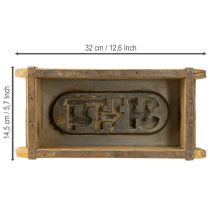 Artikel Vintage Holz-Ziegelform Braun mit Rostoptik 31×14,5×9 cm