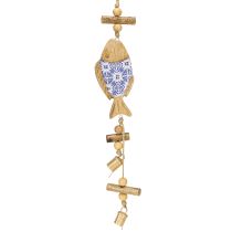 Artikel Holzfisch Deko Hänger Blau Weiß Glocke Vintage Maritim