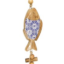 Artikel Holzfisch Deko Hänger Blau Weiß Glocke Vintage Maritim