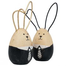Artikel Osterhasen Holzhasen Eier Osterdeko Schwarz Weiß Ø4,5cm 12cm 4St