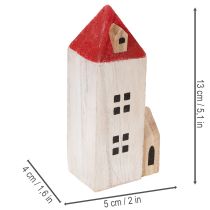 Artikel Deko Holzhaus Set 6-teilig Rot Weiß 13 cm Innenbereich Winterdekoration