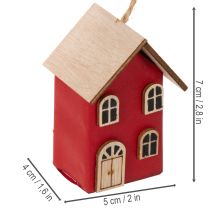 Artikel Hängedeko Holz-Häuser Rot 7cm Set 6 Stück Innenbereich