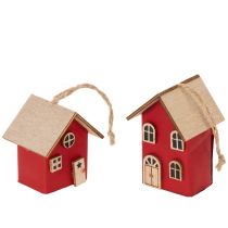 Artikel Hängedeko Holz-Häuser Rot 7cm Set 6 Stück Innenbereich