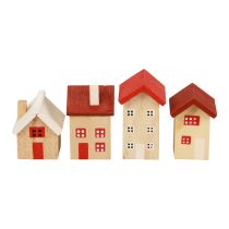 Holzhaus Deko Holz Haus Tischdeko Weihnachten L3–5cm 8St
