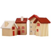 Holzhaus Deko Holz Haus Tischdeko Weihnachten L3–5cm 8St