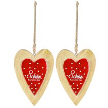 Artikel Holzherzen Rote Weiß Beschriftung Dekoanhänger 18,5cm 2 Stück