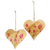 Artikel Holzherzen Hängen Blumen Pink Dekoration Frühling 18cm 2er Set