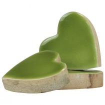 Holzherzen Deko Herzen Holz Hellgrün Glanzeffekt 4,5cm 8St