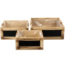 Artikel Holzkisten-Set mit Tafel und Folieneinsatz 3 Größen naturfarben 30cm