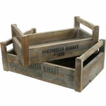 Deko Tablett Vintage Holz Kiste 39,5×23/46,5×28,5cm 2er-Set