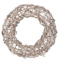 Artikel Holzkranz Dekokranz Ø30cm Weiß Natur Holz Metall