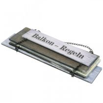 Artikel Holzschild Balkonregeln dekorativ meditativ entspannend Geschenkidee