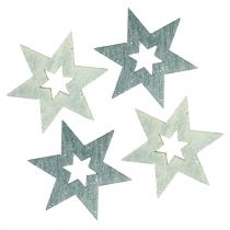 Holzsterne 4cm Grau mit Glitter 72St
