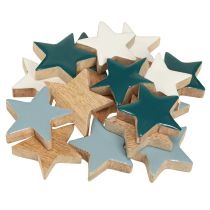 Artikel Holzsterne Tischdeko Sterne Weiß Blau Türkis 5cm 12 St - Perfekt für Hotel Dekoration