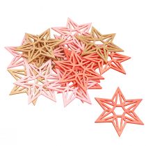 Artikel 8cm Holzsterne in Orange und Rosa - Vielseitige Weihnachtsdeko für Tisch & Geschenke, Set mit 16 Stück