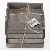 Artikel Dekotablett Holz quadratisch rustikal 15cm 4er-Set für vielseitige Tischdekoration