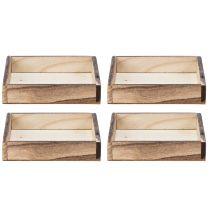 Artikel Quadratische Holztabletts Natur 15x15 cm im 4er-Set für vielseitige Deko-Ideen