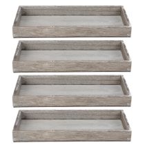 Artikel Holztablett rechteckig grau 30 x 15 cm – 4er-Set für Dekoration und Servieren