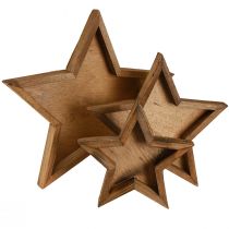 Artikel Holztablett Stern Deko Braun Ø38/29/22cm, 3er-Set – Vielseitig, platzsparend, ideal für Weihnachtsdekoration