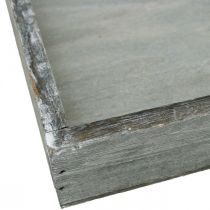 Artikel Tablett Holz eckig Grau Weiß gewaschen Deko-Tablett 19×19cm 2er Set – Shabby Chic Holztablett