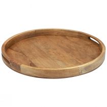 Holztablett Rund Serviertablett Natur Mangoholz Ø48cm H4cm
