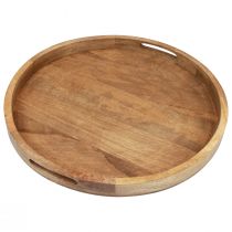 Holztablett Rund Serviertablett Natur Mangoholz Ø48cm H4cm