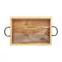 Artikel Holztablett mit Griffen Deko Tablett Natur Schwarz 35×22,5cm