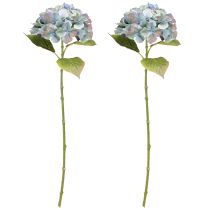 Artikel Hortensie künstlich Blau Violett Ø18cm L69cm 2St - Elegante Deko für Floristen