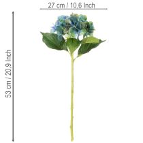 Artikel Kunstblume Hortensie Blau-Grün Einzelstiel 53 cm Polyester Kunststoff