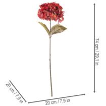 Artikel Künstliche Hortensie Blütenzweig 74cm Rot Kunstseide