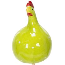 Artikel Hühnerstecker dekorativ aus Keramik in Frühlingsfarben für Blumenarrangements und Tischdekoration, 7,5 cm, 4er-Set