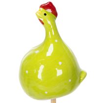 Artikel Hühnerstecker dekorativ aus Keramik in Frühlingsfarben für Blumenarrangements und Tischdekoration, 7,5 cm, 4er-Set