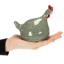 Artikel Keramik Deko Huhn Set 2-teilig 13cm grün rot für rustikale Einrichtung