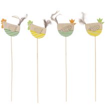 Artikel Hübsche Hühnerstecker aus Holz für Osterdeko und Frühlingsarrangements, 12-tlg. Set