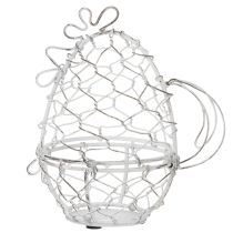 Artikel Drahtkorb Huhn-Form Weiß 14cm Ostereierkorb Dekoration Shabby Chic