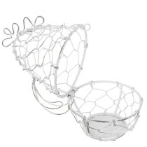 Artikel Drahtkorb Huhn-Form Weiß 14cm Ostereierkorb Dekoration Shabby Chic