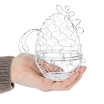 Artikel Drahtkorb Huhn-Form Weiß 14cm Ostereierkorb Dekoration Shabby Chic