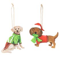 Artikel Weihnachtsanhänger Hundemotive Metall 12 cm 2er-Set