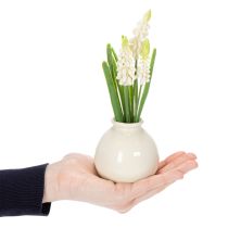 Artikel Hyazinthen Kunstblumen Vase 20cm mit weißen Blüten in Keramikvase