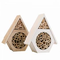Insektenhotel Wabe Bienenhotel Holz Weiß Natur H18,5cm 2St
