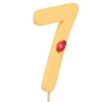 Artikel Jubiläumszahl "7" am Stab aus Holz, Bunter Zahlenstecker 7,5cm - 16 Stk, Dekoration