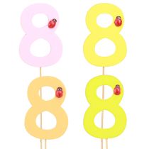 Artikel Jubiläumszahl 8 Holzstecker Party Deko Weiß 7,5cm 16 Stk