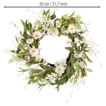 Artikel Blütenkranz aus Kunststoff, künstliche Margeriten, Durchmesser 55 cm, Tür- und Wanddekoration
