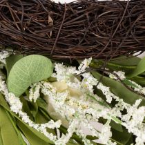 Artikel Blütenkranz aus Kunststoff, künstliche Margeriten, Durchmesser 55 cm, Tür- und Wanddekoration